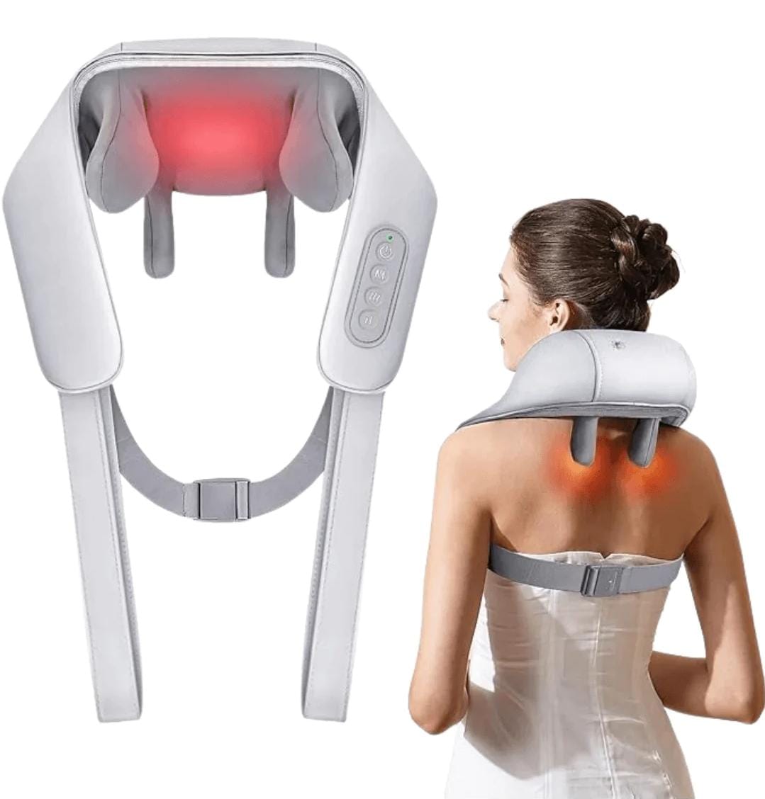 Mini masajeador de cuello Shiatsu, masajeador de hombro y cuello con calor para aliviar el dolor de tejido profundo, cuello, espalda, hombros, piernas, masajeador eléctrico de amasamiento,